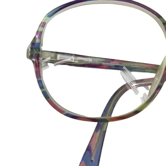 Vintage 80s Oversized Eyeglasses Eyeglass Frames Rainbow Abstract Pastel Pink - Picture 8 of 10